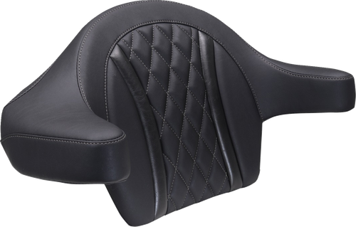 MUSTANG 88430GM Extended Arm Wrap-Around Backrest - Diamond Gunmetal Stitch FLT/FLH '23-'25