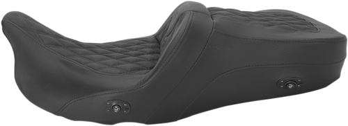 SADDLEMEN 808-07B-182HCT Heated Roadsofa™ Lattice Stitched Seat - without Backrest Full Lattice Stitch Heated FLH/FLT '08-'24