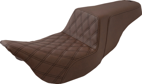 SADDLEMEN 808-07B-172BR Step-Up Seat — Front Lattice Stitch - Front Lattice Stitch Brown FL '08-'24