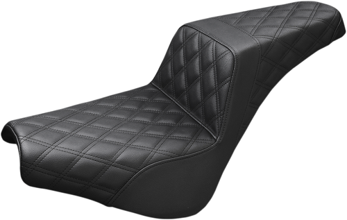 SADDLEMEN 808-07B-173BR Step-Up Seat — Rear Lattice Stitch - Rear Lattice Stitch Brown FL '08-'24