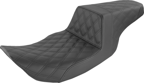 SADDLEMEN 897-06-175 Step-Up Seat — Full Lattice Stitch - Full Lattice Stitch Black FLHR/FLHX