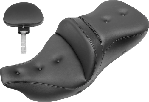 SADDLEMEN 808-07B-181TBRH Roadsofa™ Trike Seat - Heated Pillow Top with Backrest Black FLH/FLT '09-'24