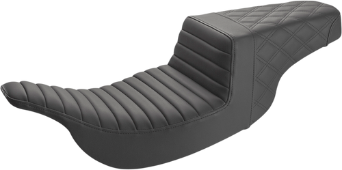 SADDLEMEN 897-07-176 Step-Up Seat — Front Tuck-n-Roll/Rear Lattice Stitch - Front Tuck-n-Roll/Rear Lattice Stitch Black