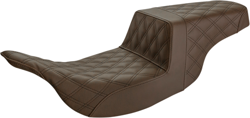 SADDLEMEN 897-07-175BR Step-Up Seat — Full Lattice Stitch - Full Lattice Stitch Brown