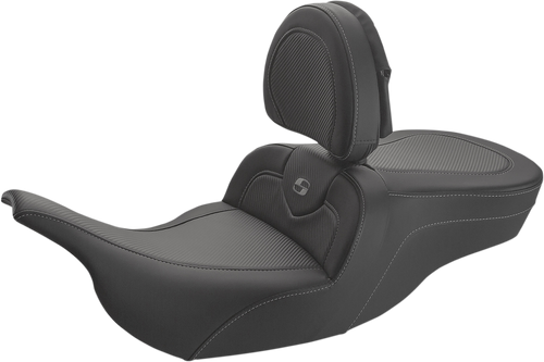 SADDLEMEN 897-07-185BR Roadsofa™ Carbon Fiber Seat - w/ Backrest Smooth FLH/FLT '97-'07