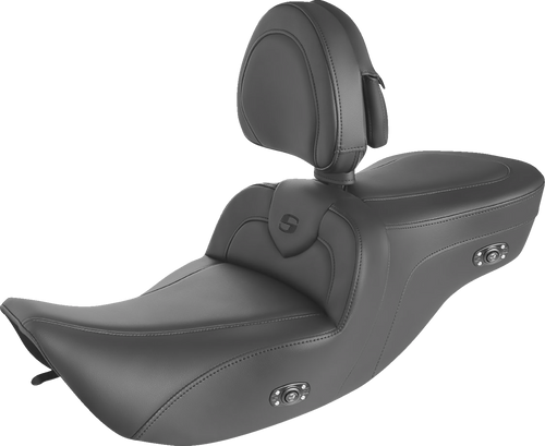 SADDLEMEN 897-06-187BRHCT Heated RoadSofa™ Seat - With Backrest Black W/Black Stitching