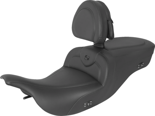 SADDLEMEN 897-07-187BRHCT Heated RoadSofa™ Seat - With Backrest Black W/Black Stitching