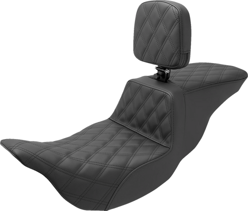 SADDLEMEN 808-07B-195BR Tour Step-Up Seat - Rider Backrest Full Lattice Stitch FL '08-'24