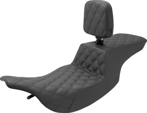 SADDLEMEN 897-07-195BR Tour Step-Up Seat - Rider Backrest Full Lattice Stitch FL '97-'07