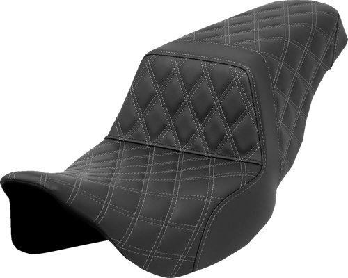 SADDLEMEN 808-07B-17502 Lattice Stitch Step-Up Seat - Lattice Stitch Gray Stitch FLH/FLT '08-'23