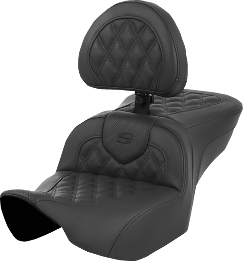 SADDLEMEN 823-07-182BR Roadsofa™ Lattice Stitch Seat - with Backrest Lattice Stitch Black FL '23-'24