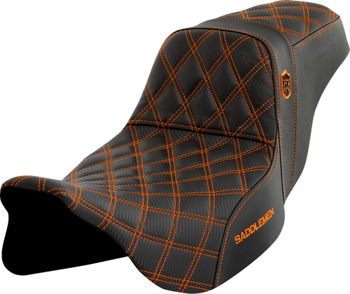 SADDLEMEN SC80807ORA Pro Series SDC Performance Grip Seat - w/o Backrest Orange Stitch FLH/FLT '08-'23