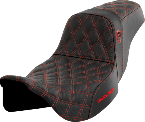 SADDLEMEN SC80807RED Pro Series SDC Performance Grip Seat - w/o Backrest Red Stitch FLH/FLT '08-'23