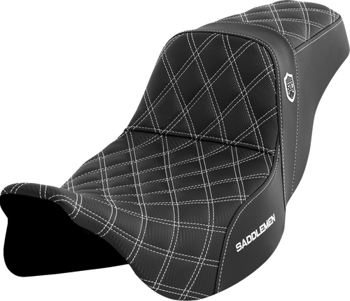 SADDLEMEN SC80807WHI Pro Series SDC Performance Grip Seat - w/o Backrest White Stitch FLH/FLT '08-'23