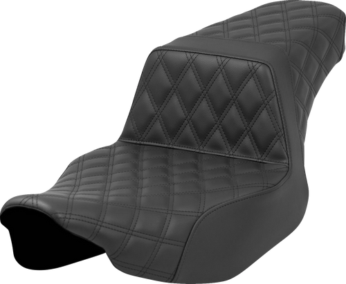 SADDLEMEN 823-07-175 Step-Up Seat - Front/Rear Lattice Stitch Black FL '23-'24