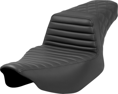 SADDLEMEN 823-07-176 Step-Up Seat - Front Tuck-n'-Roll/Rear Lattice Stitch Black FL '23-'24