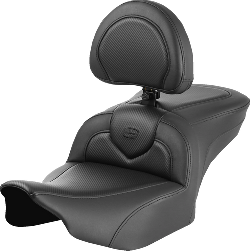 SADDLEMEN 823-07-185B0 Roadsofa™ Carbon Fiber Seat - Carbon Fiber with Backrest FLTR/FLHX '23-'24