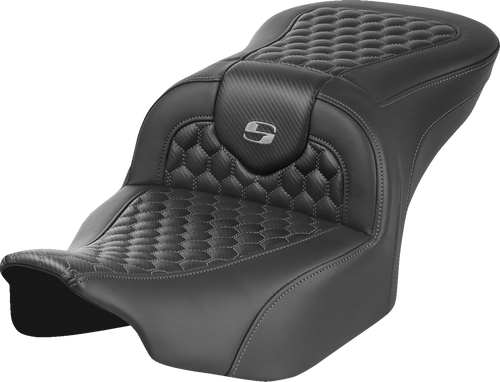 SADDLEMEN 823-07-18902 Honeycomb Roadsofa™ Seat - without Backrest Honeycomb Gray Stitch FLTR/FLHX '23-'24