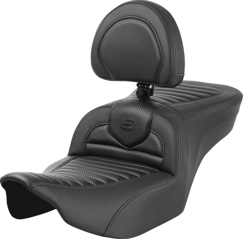SADDLEMEN 823-07-204B0 Roadsofa™ TR Seats - with Backrest Tuck-n-Roll Carbon Fiber FLTR/FLHX '23-'24