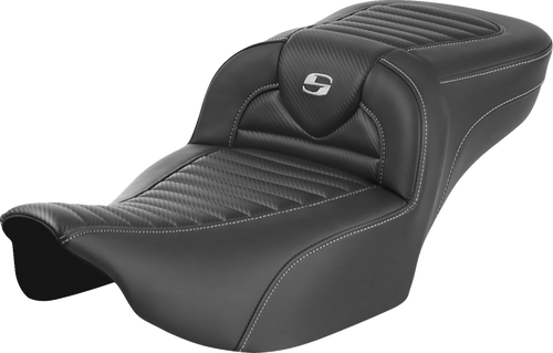 SADDLEMEN 823-07-20500 Roadsofa™ Extended Reach Seat - without Backrest Tuck-n-Roll Carbon Fiber FLTR/FLHX '23-'24
