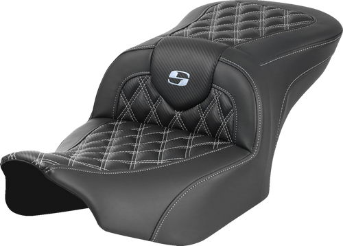 SADDLEMEN 823-07-20605 Roadsofa™ Carbon Fiber Seat - w/o Backrest Lattice Stitch Silver Stitch FL/FX '23-'24