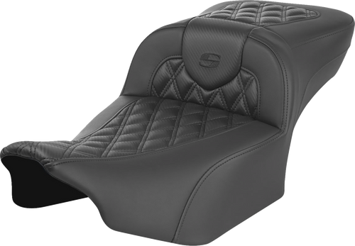 SADDLEMEN 823-07-20700 Roadsofa™ Extended Reach Seat - without Backrest Carbon Fiber Lattice Stitch FLTR/FLHX '23-'24