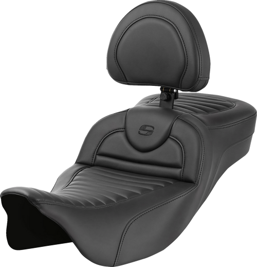 SADDLEMEN 808-07B-203B0 Roadsofa™ Extended Reach Seat - with Backrest Tuck-n-Roll FL '08-'24