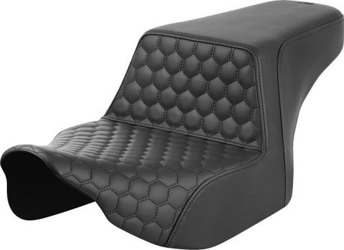 SADDLEMEN 823-07-17700 Honeycomb Step-Up Seat - Front Honeycomb Black Stitching FL '23-'24