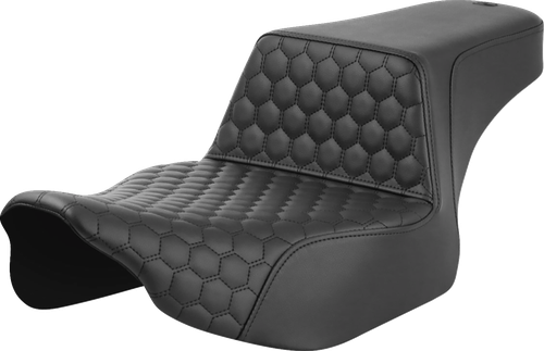 SADDLEMEN 823-07-17800 Honeycomb Step-Up Seat - Extended Reach Front Honeycomb Black Stitch FL '23-'24