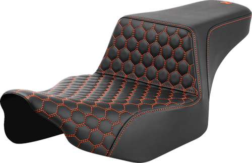 SADDLEMEN 823-07-17803 Honeycomb Step-Up Seat - Extended Reach Front Honeycomb Orange Stitch FL '23-'24