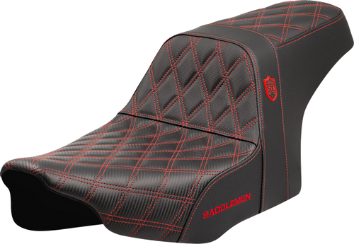 SADDLEMEN SC82307D4 Pro Series SDC Performance Grip Seat - Red Stitching w/o Backrest FLT/FLH '23-'24