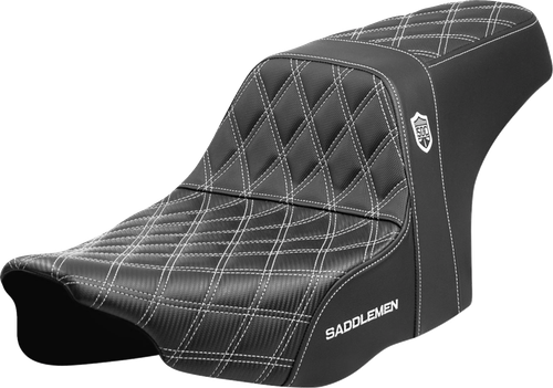 SADDLEMEN SC82307D6 Pro Series SDC Performance Grip Seat - White Stitching w/o Backrest FLT/FLH '23-'24