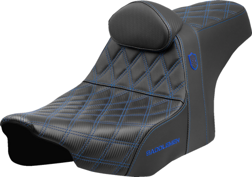 SADDLEMEN SC82307DB1 Pro Series SDC Performance Grip Seat - Blue Stitching w/ Backrest FLT/FLH '23-'25