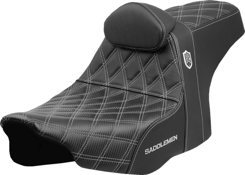 SADDLEMEN SC82307DB5 Pro Series SDC Performance Grip Seat - Silver Stitching w/ Backrest FLT/FLH '23-'25