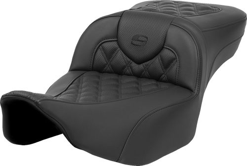 SADDLEMEN 823-07-184A0 Roadsofa™ Extended Reach Heated Seat - Extended Reach Lattice Stitch w/o Backrest FLT/FLH ’23-‘24