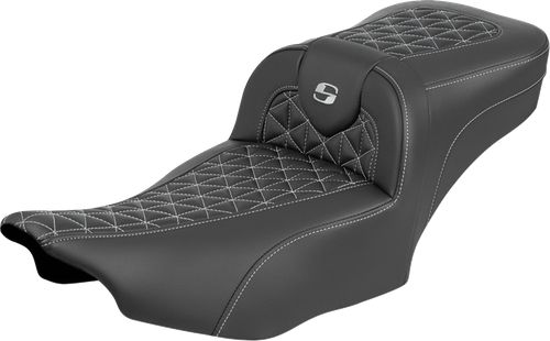 SADDLEMEN 823-07-21105 Roadsofa™ Extended Reach Seat - without Backrest Silver Stitch FLH/FLT '23-'25
