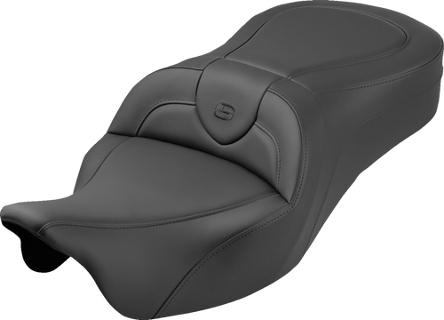 SADDLEMEN 808-07B-187S Roadsofa™ King Seat - No Backrest Plain Black Stitch FLH/FLT '08-'25