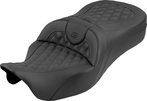 SADDLEMEN 808-07B-182S00 Roadsofa™ King Seat - No Backrest Lattice Stitch Black Stitch FLH/FLT '08-'25