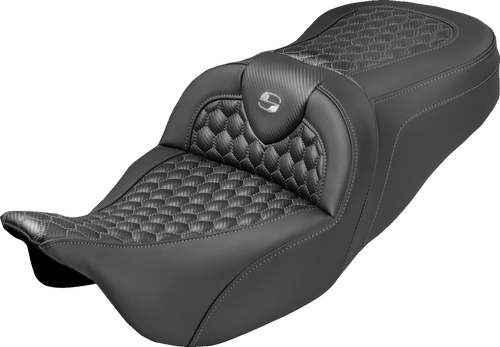 SADDLEMEN 808-07B-18902 Roadsofa™ Seat - Honeycomb Stitch Gray Stitch No Backrest FLH/FLT '08-'25