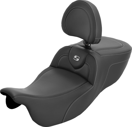 SADDLEMEN 815-07-186BR Roadsofa™ Extended Reach Seat - with Backrest Carbon Fiber FLRT/FLTRT '15-'25