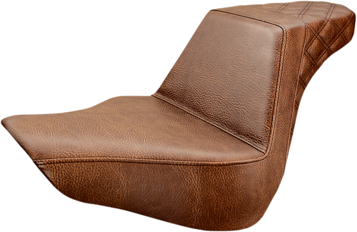 SADDLEMEN 818-27-173BR Step-Up Seat — Rear Lattice Stitch - Rear Lattice Stitch Brown FL/FX '18-'24