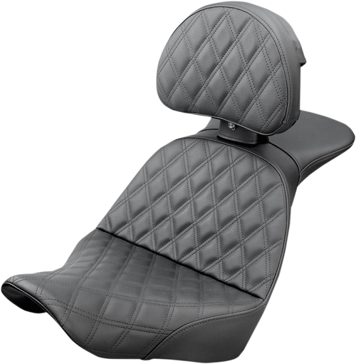 SADDLEMEN 818-29-030LS Explorer Lattice Stitch Seat - Lattice Stitched Backrest FX/FL '18-'24