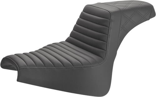 SADDLEMEN 818-28-176 Step-Up Seat — Front Tuck-n-Roll/Rear Lattice Stitch - Front Tuck-n-Roll/Rear Lattice Stitch Black FXFB/S '18-'23