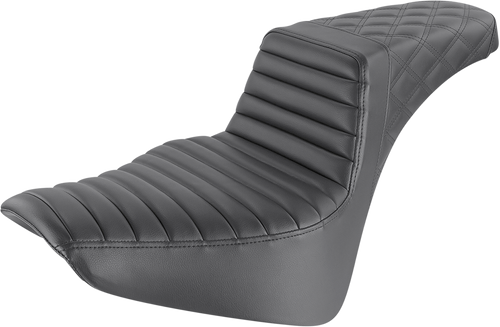 SADDLEMEN 818-33-176 Step-Up Seat — Front Tuck-n-Roll/Rear Lattice Stitch - Front Tuck-n-Roll/Rear Lattice Stitch Black