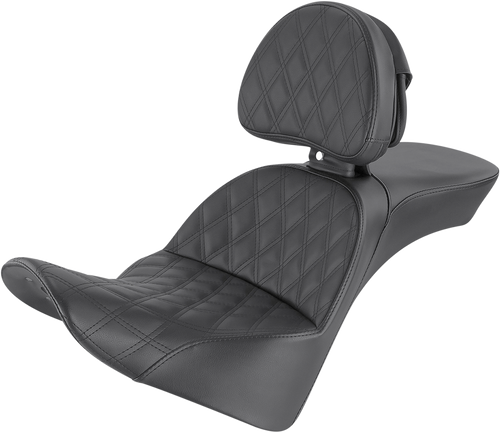 SADDLEMEN 818-33-030LS Explorer Lattice Stitch Seat - Lattice Stitched Backrest FL '18-'24