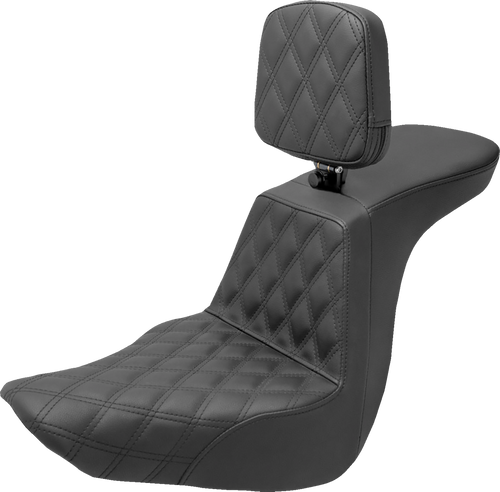 SADDLEMEN 818-29-192BR Tour Step-Up Seat - Rider Backrest Front Lattice Stitch FLSB/FXLR '18-'24