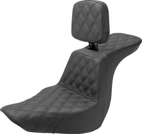 SADDLEMEN 818-29-195BR Tour Step-Up Seat - Rider Backrest Full Latice Stitch FLSB/FXLR '18-'24