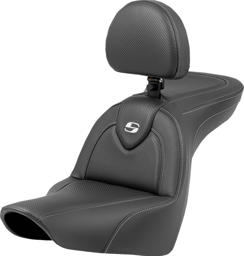 SADDLEMEN 818-29-185BR Roadsofa™ Carbon Fiber Seat - Carbon Fiber with Backrest FXLR/FLSB '18-'25