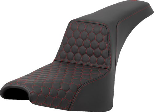 SADDLEMEN 818-30-17704 Honeycomb Step-Up Seat - Honeycomb Red Stitching FXBB/FXST '18-'24