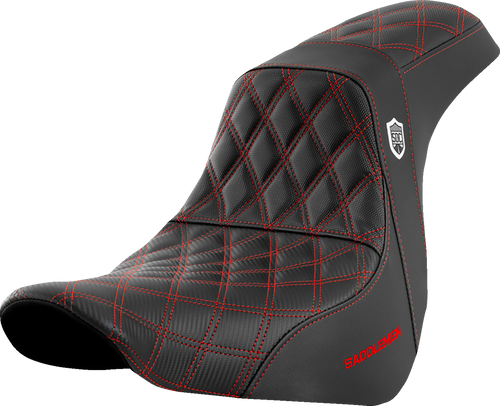 SADDLEMEN SC81829RED Pro Series SDC Performance Grip Seat - w/o Backrest Red Stitch FL/FX '18-'20
